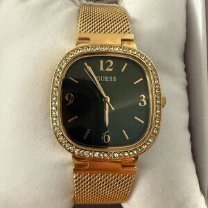 Gold-Tone and Green Mesh Analog Watch
